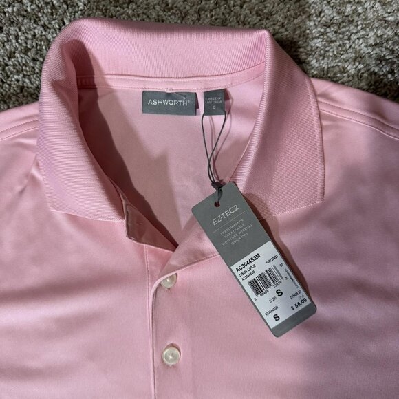 Ashworth Polo Shirt Mens Small Pink EZTEC2 Golf Moisture Wicking AC304S3M - Picture 3 of 8